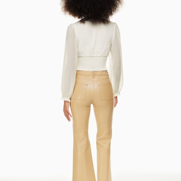 Wilfred Wistful Longsleeve V-Neck Crop Blouse with Smocked Waist, Size XS - Picture 6 of 6